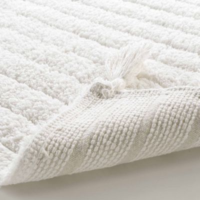 Tapis de bain pompoms 50x80cm - Tufté - Blanc