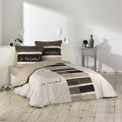 Housse de couette - 220 x 240 cm + taies - Bambou - Choco