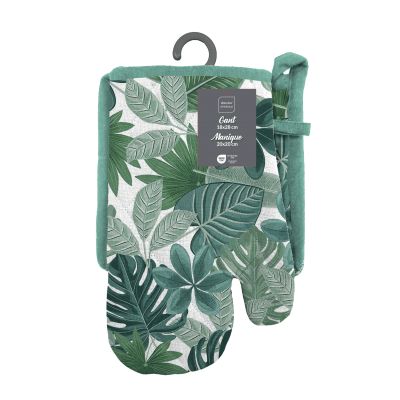 Gant + Manique - Feuilles vertes