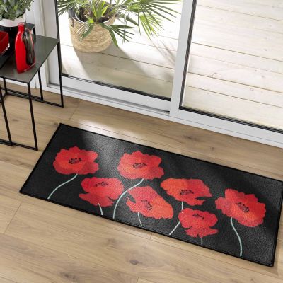 Tapis antidérapant - 50x120cm - Coquelicots