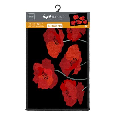 Tapis antidérapant - 40x60 cm - Coquelicots