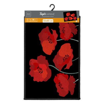 Tapis antidérapant - 50x80cm - Coquelicots