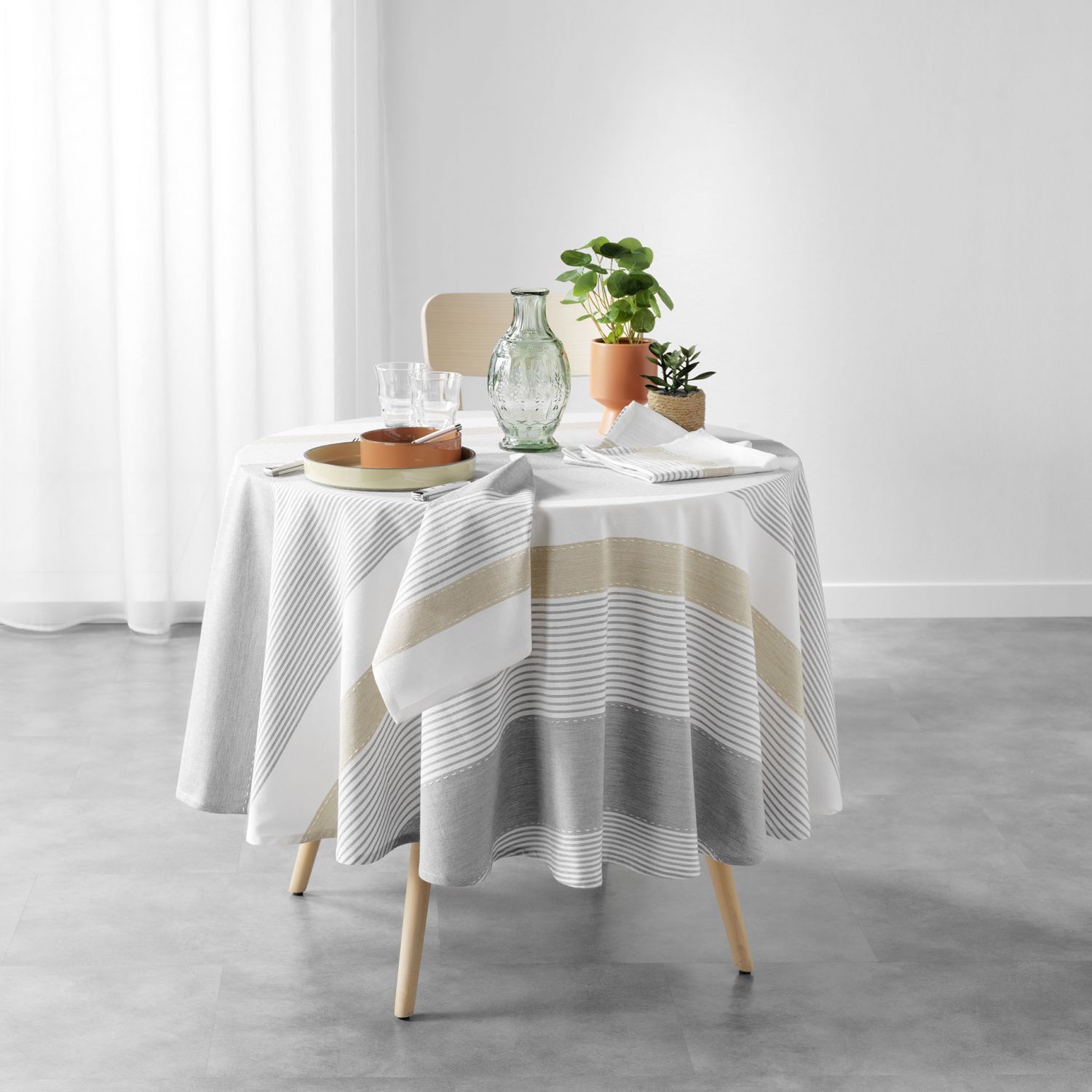 Nappe ronde Diamètre 180cm - Tissé teint