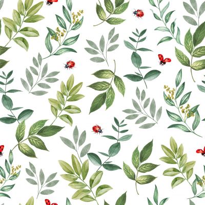 Toile cirée au mètre - Largeur 140 cm - Fleur et Coccinelle
