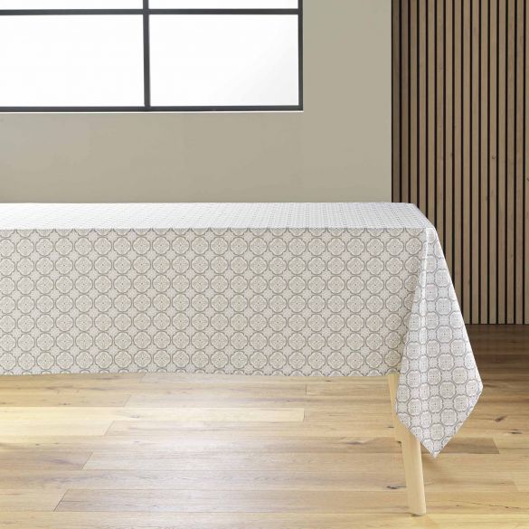 Nappe antitache rectangulaire - 145x240cm - Fleurs naturel