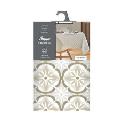 Nappe antitache rectangulaire - 145x240cm - Fleurs naturel