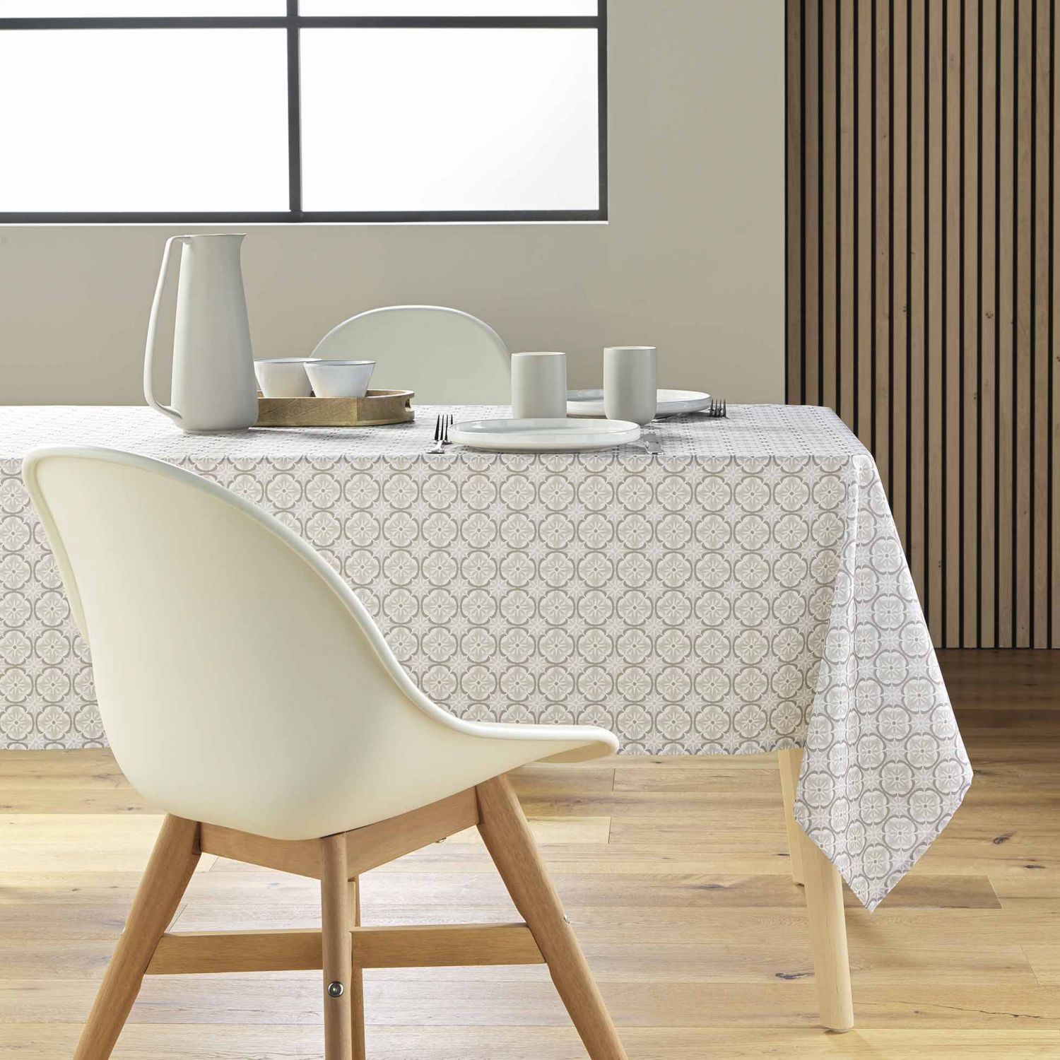 Nappe antitache rectangulaire - 145x240cm - Fleurs naturel