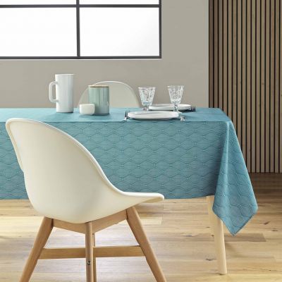 Nappe antitache rectangulaire - 145x240cm - Feuilles bleu