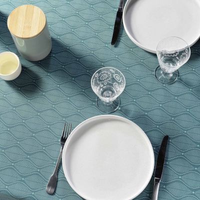 Nappe antitache rectangulaire - 145x240cm - Feuilles bleu