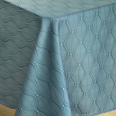 Nappe antitache rectangulaire - 145x240cm - Feuilles bleu