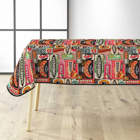 Toile cirée rectangulaire - 140x240 cm - Fastfood
