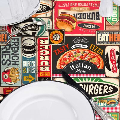 Toile cirée rectangulaire - 140x240 cm - Fastfood