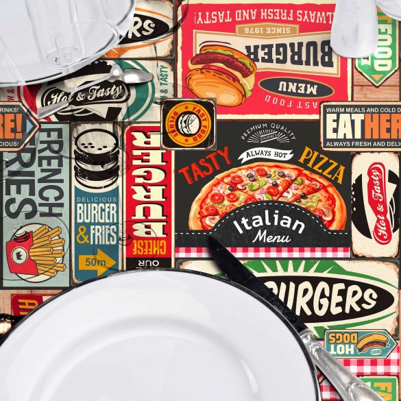 Toile cirée rectangulaire - 140x240 cm - Fastfood