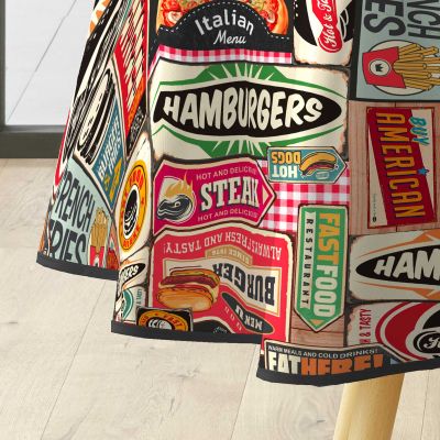 Toile cirée ronde - Diamètre 160 cm - Fastfood
