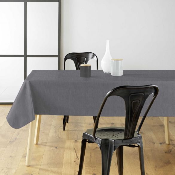 Toile cirée au mètre - Largeur 140 cm - Quadrillage anthracite