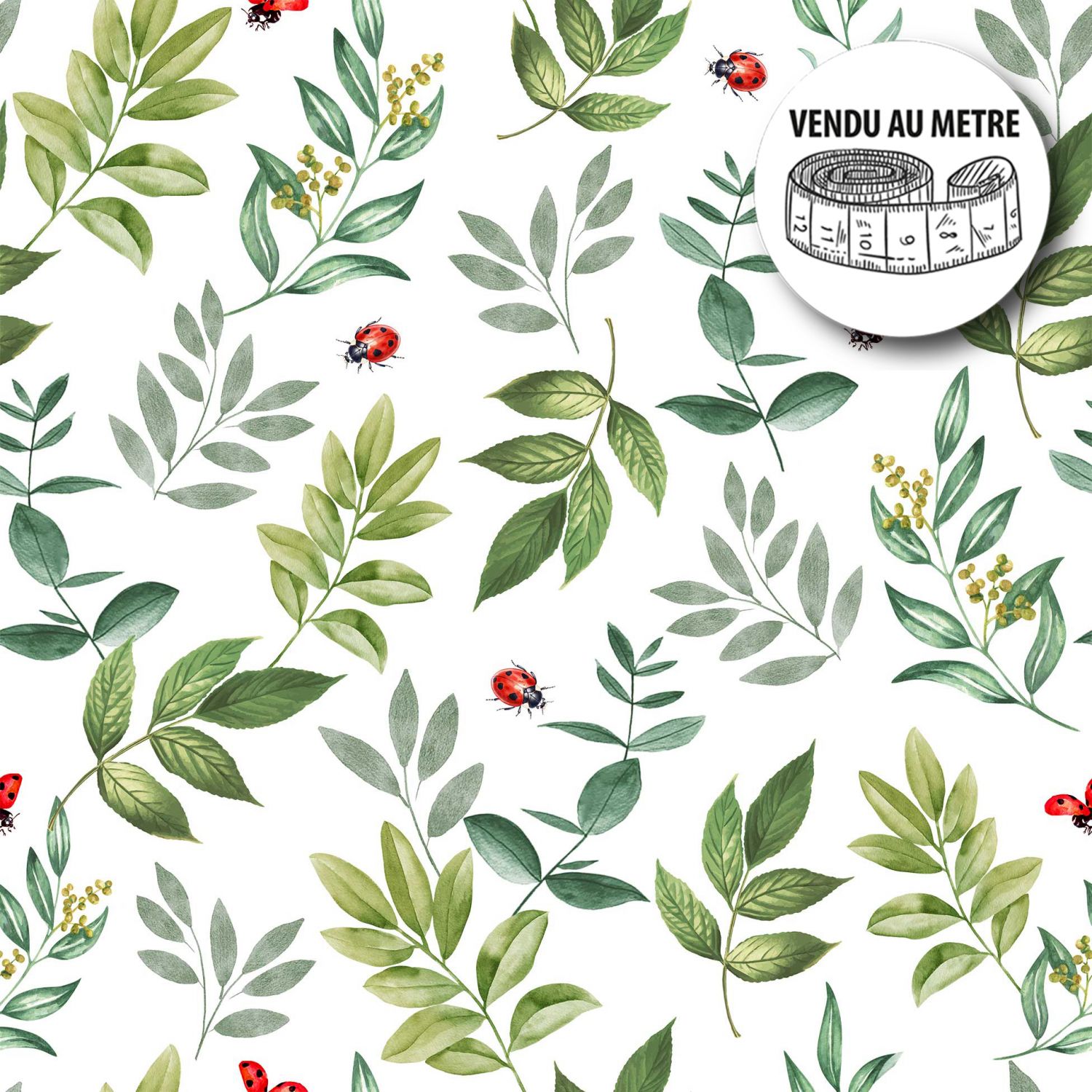 Toile cirée au mètre - Largeur 140 cm - Fleurs et Coccinelles