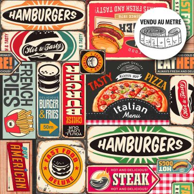 Toile cirée au mètre - Largeur 140 cm - Fastfood