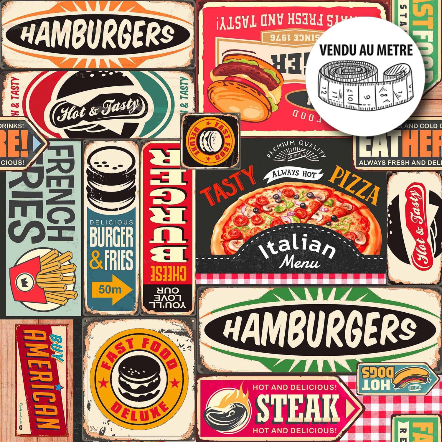 Toile cirée au mètre - Largeur 140 cm - Fastfood