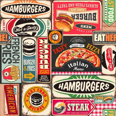 Toile cirée au mètre - Largeur 140 cm - Fastfood