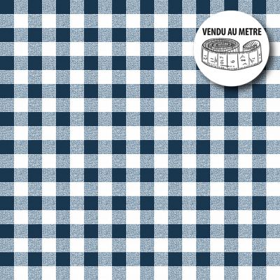 Toile cirée au mètre - Largeur 140 cm - Vichy marine