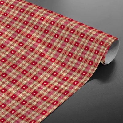 Toile cirée au mètre - Largeur 140 cm - Coeur montagne - Rouge
