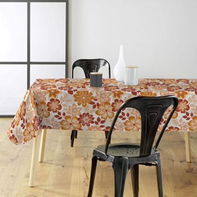Toile cirée au mètre - Largeur 140 cm - Fleurs oranges