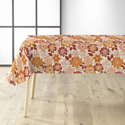 Toile cirée au mètre - Largeur 140 cm - Fleurs oranges