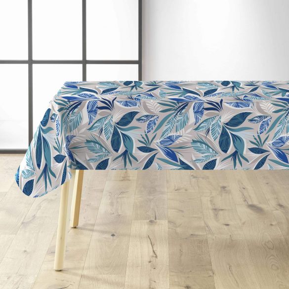 Toile cirée au mètre - Largeur 140 cm - Feuilles bleues