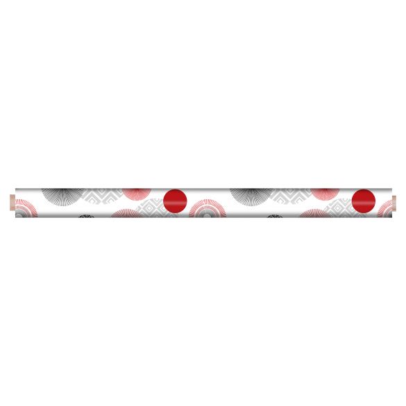 Toile cirée au mètre - Largeur 140 cm - Ronds rouge, noir et gris