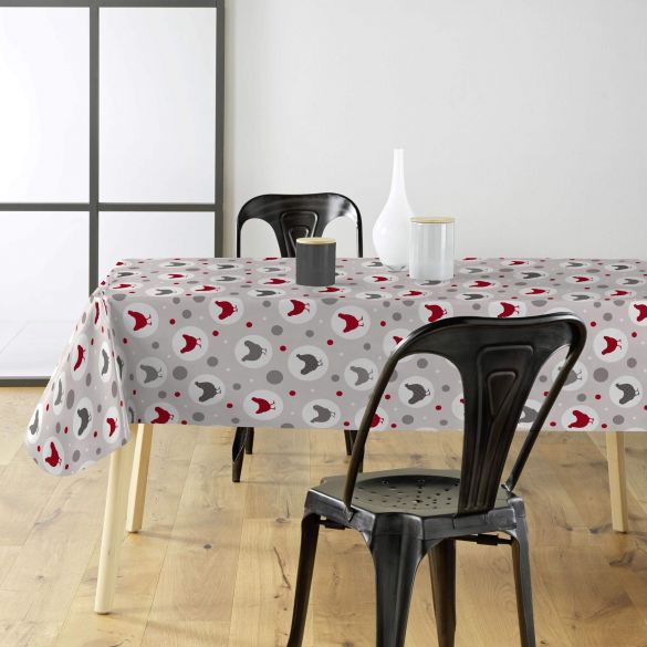 Toile cirée au mètre - Largeur 140 cm - Poules et ronds