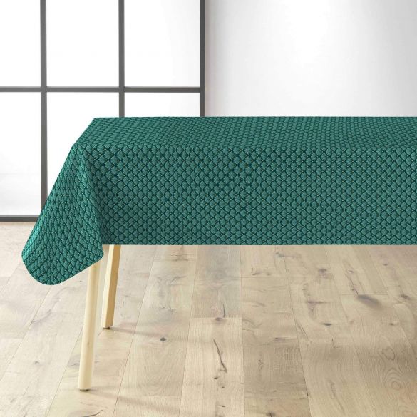 Toile cirée au mètre - Largeur 140 cm - Motifs art déco bleu et or métallisé