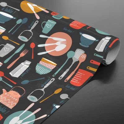 Toile cirée au mètre - Largeur 140 cm - Ustensiles de cuisine