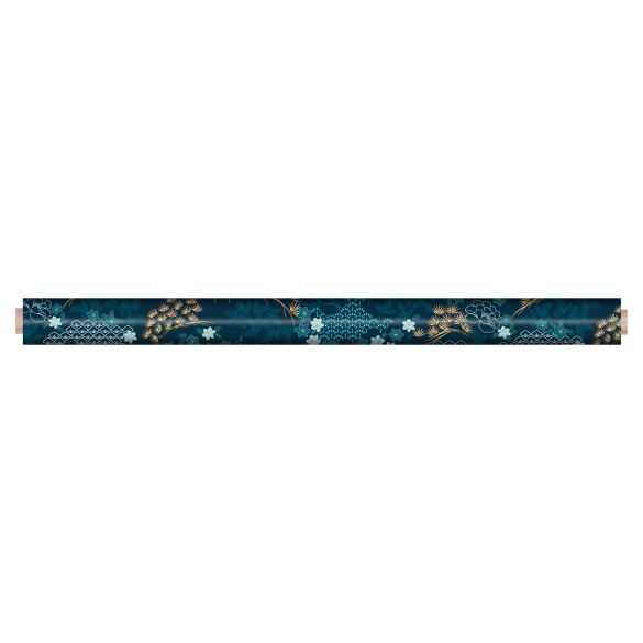 Toile cirée au mètre - Largeur 140 cm - Fleurs bleues et dorées - fond bleu