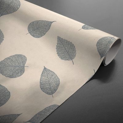 Toile cirée au mètre - Largeur 140 cm - Feuilles pailletées gris
