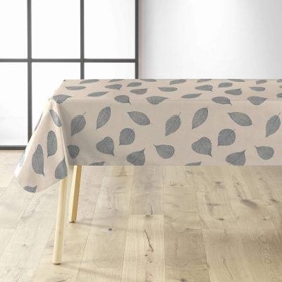 Toile cirée au mètre - Largeur 140 cm - Feuilles pailletées gris