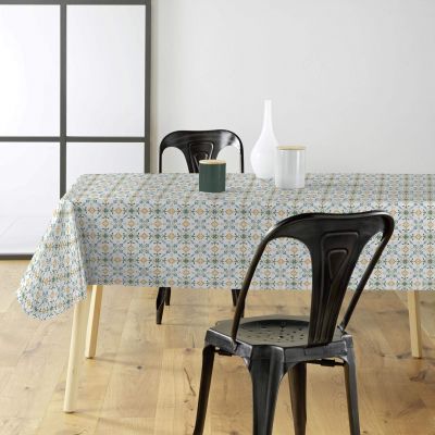 Toile cirée au mètre - Largeur 140 cm - Graphique bleu et orange