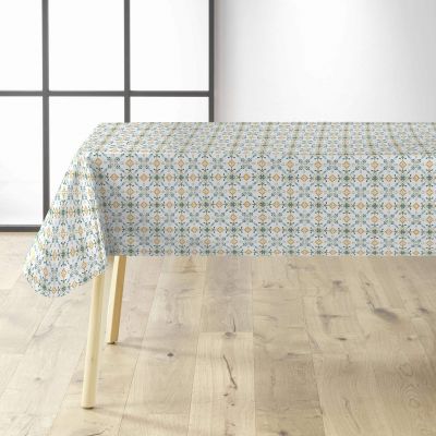 Toile cirée au mètre - Largeur 140 cm - Graphique bleu et orange