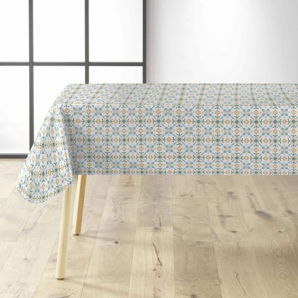 Toile cirée au mètre - Largeur 140 cm - Graphique bleu et orange