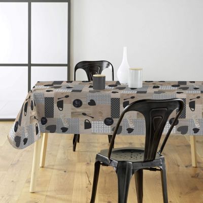 Toile cirée au mètre - Largeur 140 cm - Motifs graphiques et tasses à café