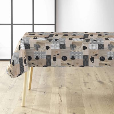 Toile cirée au mètre - Largeur 140 cm - Motifs graphiques et tasses à café