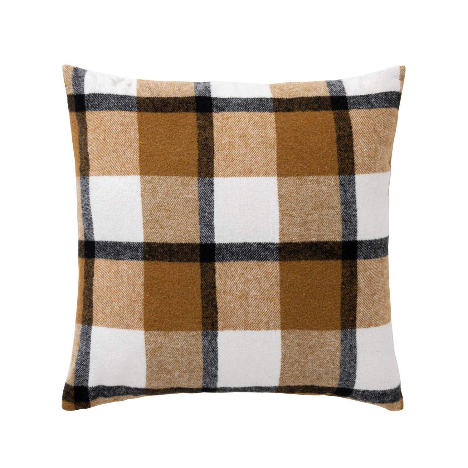 Coussin Déhoussable 45x45 cm -Ecossais Camel, Tartan Velours