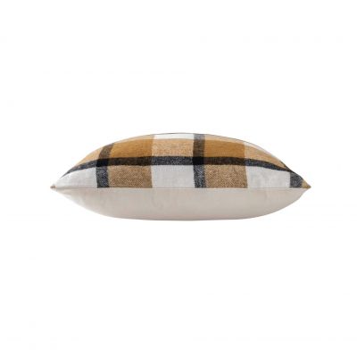 Coussin Déhoussable 45x45 cm -Ecossais Camel, Tartan Velours