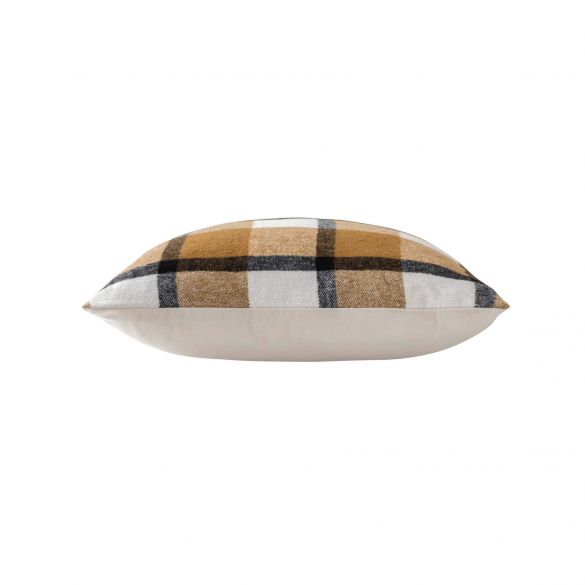 Coussin Déhoussable 45x45 cm -Ecossais Camel, Tartan Velours