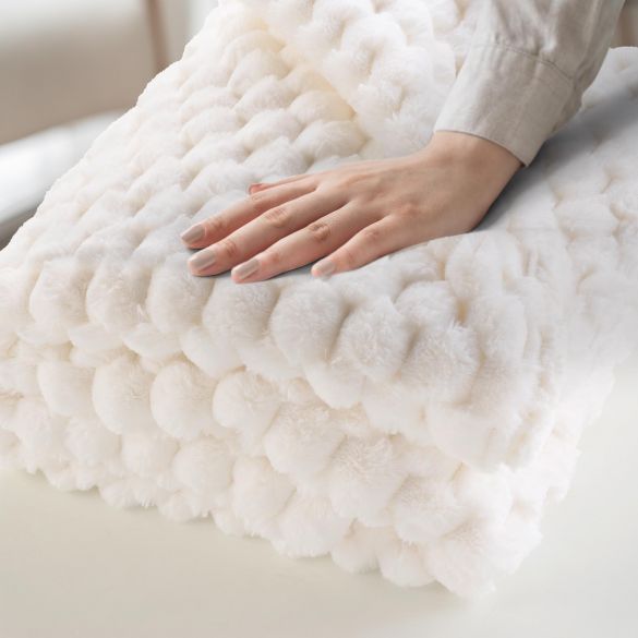 Plaid 220x240 cm - Frosty, Imitation Fourrure et Sherpa