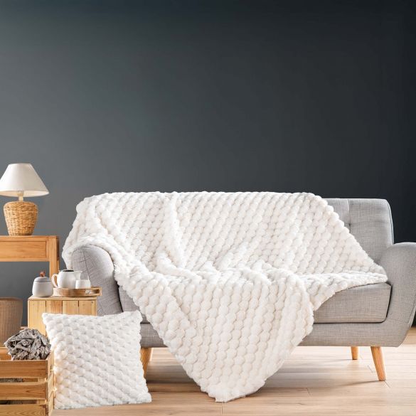 Plaid 220x240 cm - Frosty, Imitation Fourrure et Sherpa