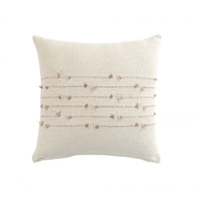 Coussin Déhoussable 40x40 cm -Uni écru effet fils coupés