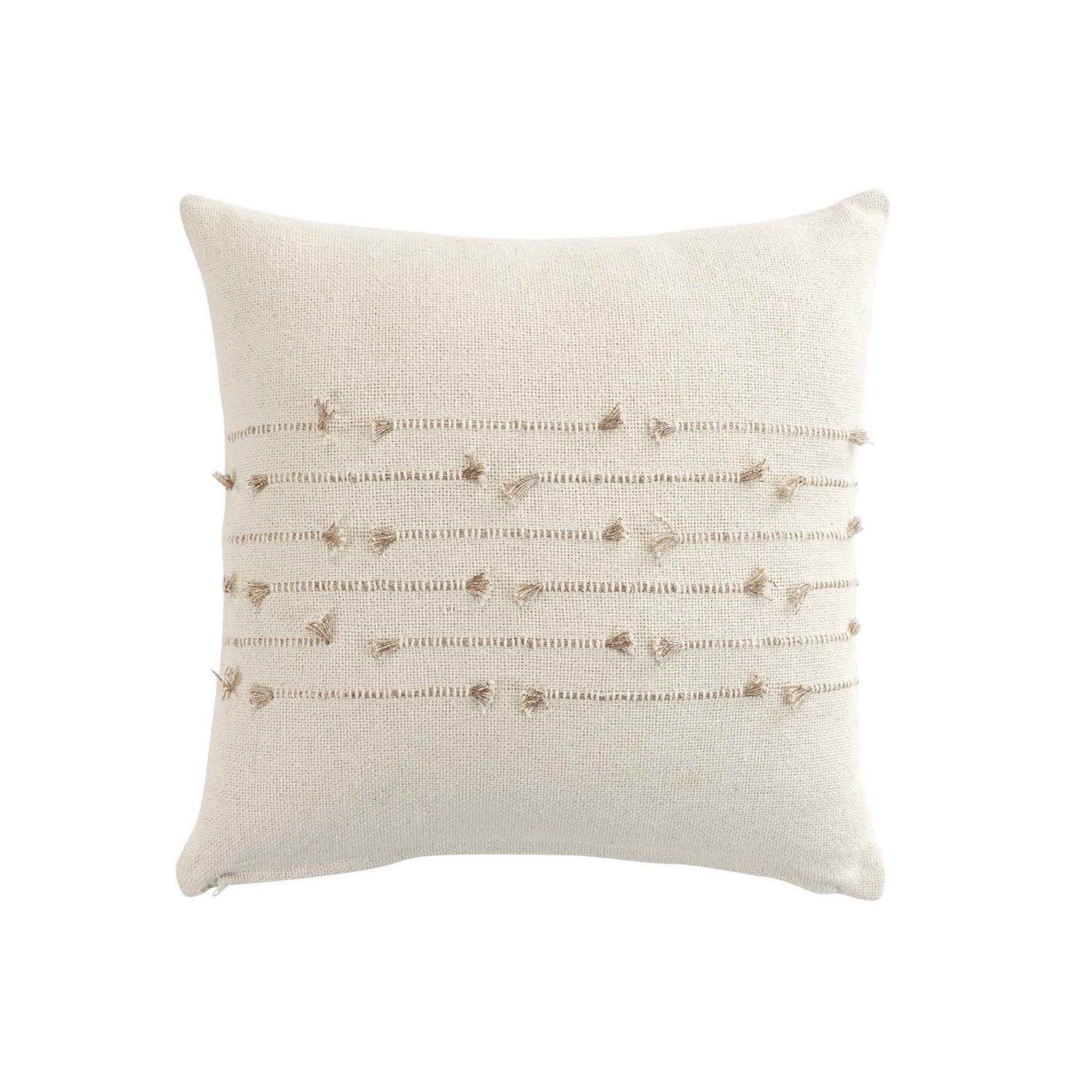 Coussin Déhoussable 40x40 cm -Uni écru effet fils coupés