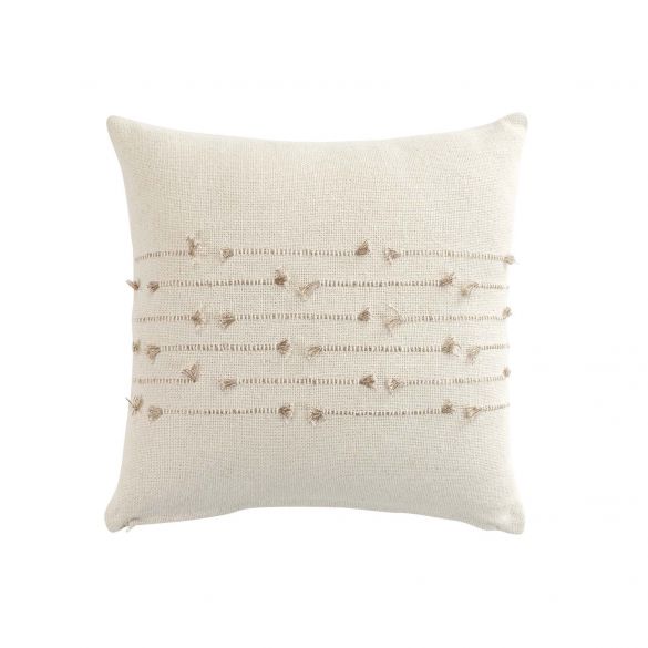Coussin Déhoussable 40x40 cm -Uni écru effet fils coupés
