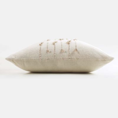 Coussin Déhoussable 40x40 cm -Uni écru effet fils coupés
