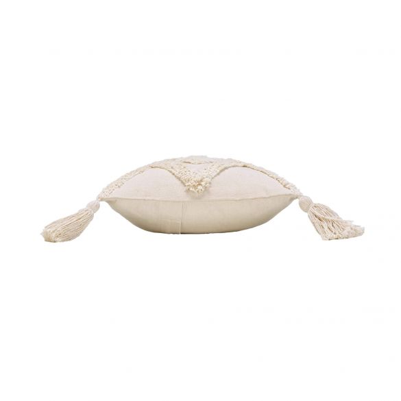 Coussin Déhoussable 30x50 cm- Uni écru effet tufté